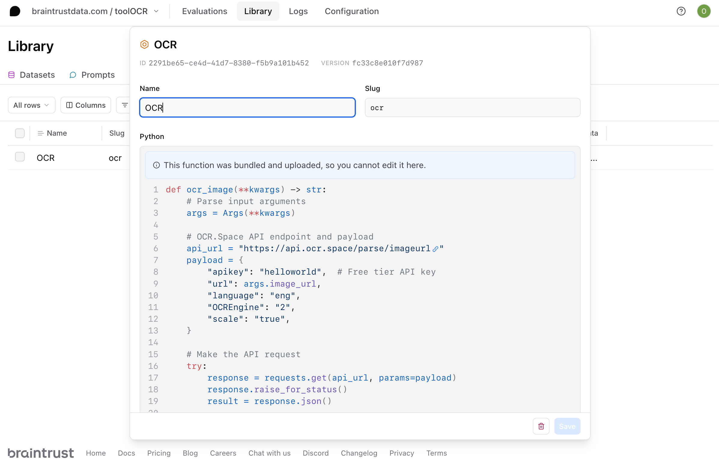 Tool function in UI
